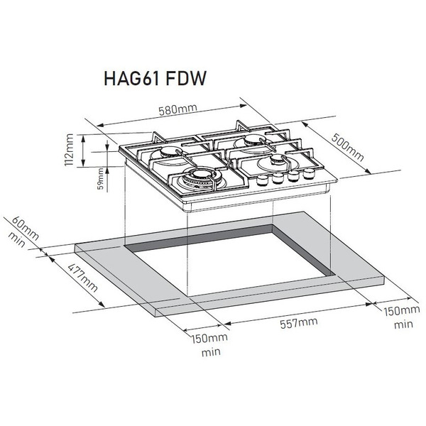 Варочная панель ZORG HAG61 FDW BL