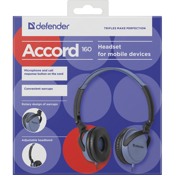 Гарнитура для смартфонов Defender Accord 160 (черный/синий)