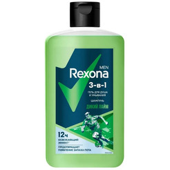 Гель для душа и  умывания + шампунь REXONA Men 3 в 1 Дикий лайм 490 мл