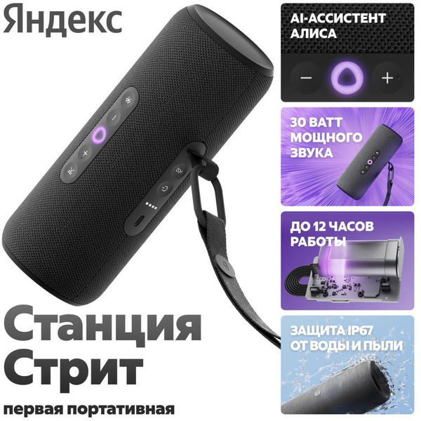 Портативная Умная колонка Яндекс.Станция Стрит YNDX-00030BLK (черный)