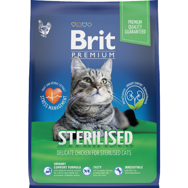 Сухой корм для кошек Брит Premium Cat Sterilized Chicken 5049585 (2кг)