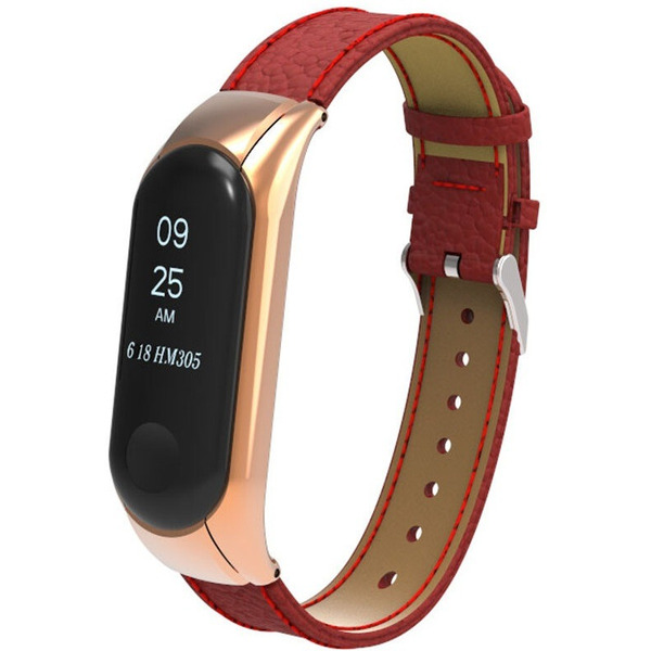 Ремешок BINGO GENUINE LEATHER для Xiaomi Mi Band 3 Красный