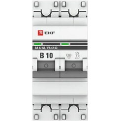 Выключатель автоматический EKF PROxima ВА 47-63 2P 10А (В) 4,5kA