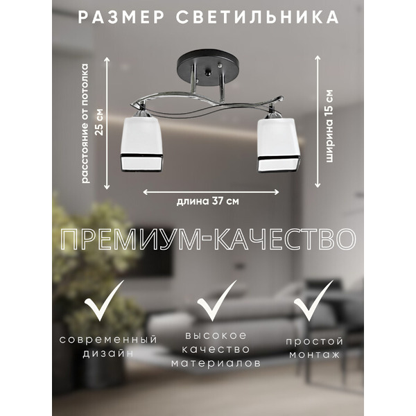 Потолочный светильник Aitin-Pro НПБ 02-2x60-101 / 7542/2 (черный/хром)