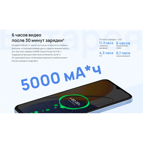 Смартфон Huawei nova Y61 EVE-LX9N 4GB/128GB с NFC (сапфировый синий)
