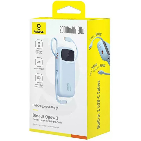 Внешний аккумулятор Baseus Qpow 2 Digital Display 20000mAh (голубой)