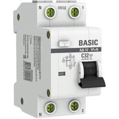 Дифференциальный автомат EKF Basic АД-12 1P+N 32А 30мА АС C 4.5кА