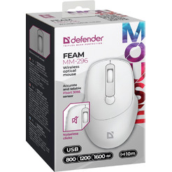 Беспроводная оптическая мышь DEFENDER Feam MM-296 (52297) белый