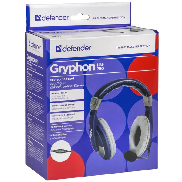 Компьютерная гарнитура DEFENDER Gryphon 750 синий
