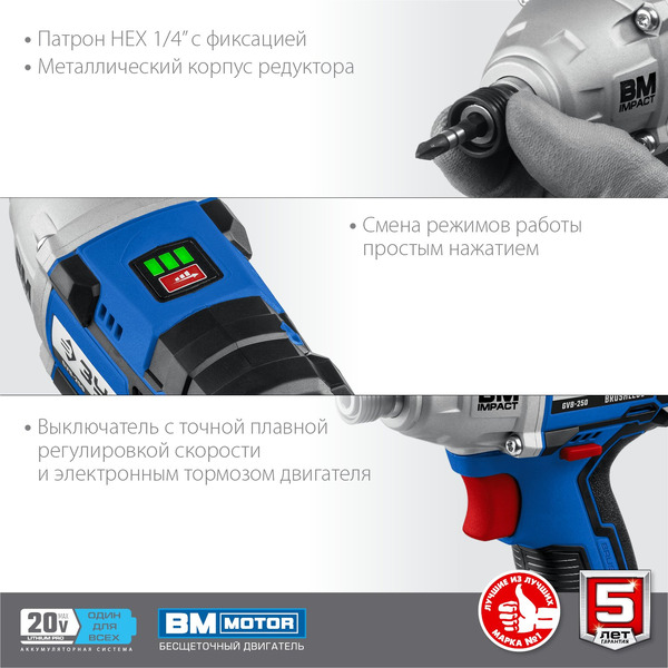 Винтоверт Зубр Профессионал GVB-250-42 (с 2-мя АКБ 4 Ач, кейс)