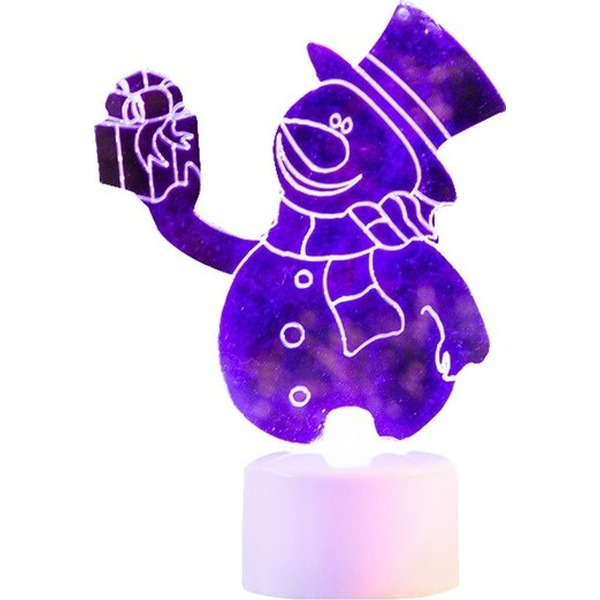 Фигура светодиодная на подставке "Снеговик с подарком 2D", RGB NEON-NIGHT
