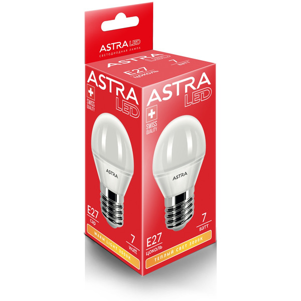 Светодиодная лампа ASTRA G45 7W E27 3000K