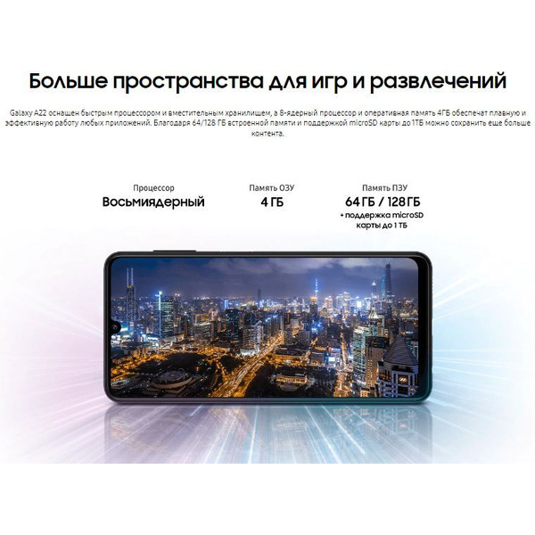 Смартфон SAMSUNG Galaxy A22 4GB/64GB (черный)
