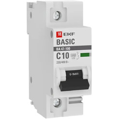 Автоматический выключатель EKF Basic ВА 47-100 1P 10А (C) 10kA