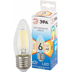 Лампа светодиодная филаментная ЭРА QX F-LED-6 Ват-B35-2700K-E27 (арт.B35-7W-827-E27) 10/100