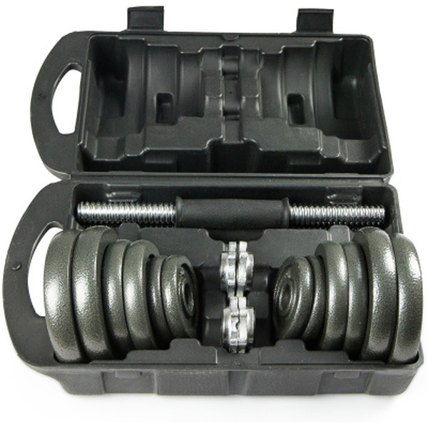 Набор гантелей с соединительным грифом Atlas Sport металлических в чемодане 20 кг (2x10 кг)