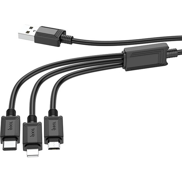 Кабель Hoco X74 USB Type-A - microUSB/USB Type-C/Lightning (1 м, черный)