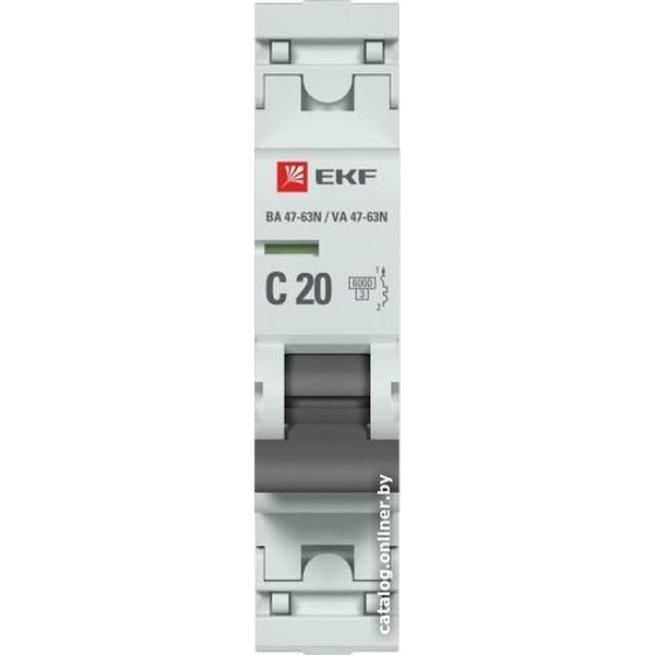 Автоматический выключатель EKF PROxima ВА 47-63N 1P 20А (C) 6кА M636120C