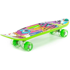 Доска роликовая Полесье 89540 (65 см) светло-зелёная с наклейкой и зелёными колёсами