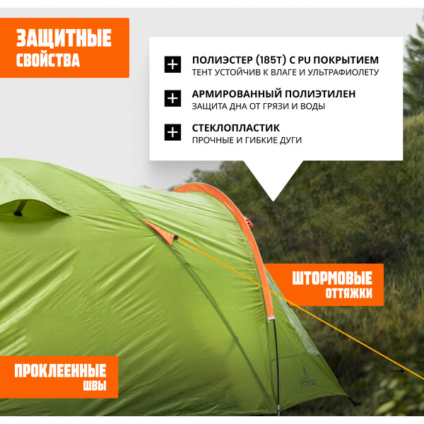 Палатка Coyote Oboluse-3 v2 / CL-A23-3P-Light Green