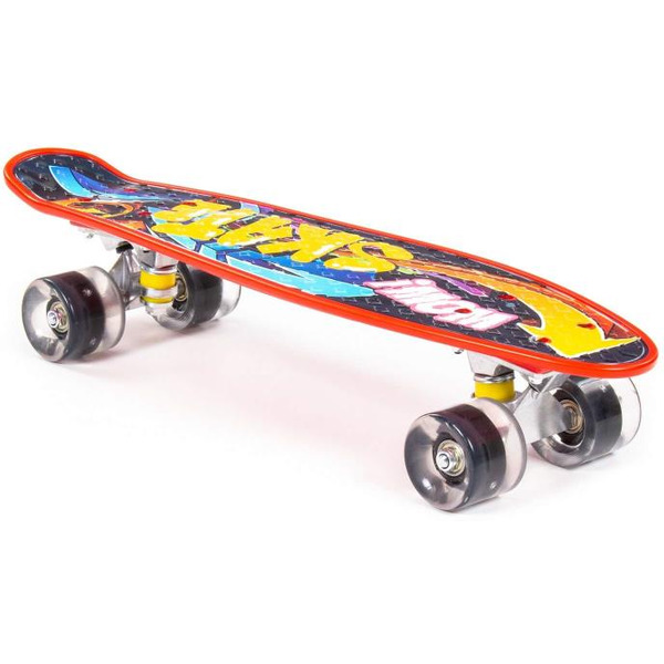 Доска роликовая Полесье 89595 (56 см) красная с наклейкой и чёрными колёсами