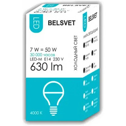 Светодиодная лампа Belsvet LED-M G45 7W 4000 K E14
