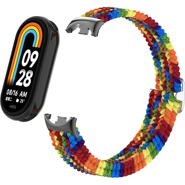 Ремешок Bingo Braided для Xiaomi Mi Band 8 (радуга темная)