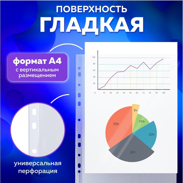 Файлы BRAUBERG А4 ECONOMY 229659 (100 шт, гладкие, 30 мкм)