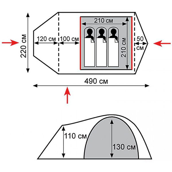 Палатка экспедиционная Tramp Cave 3 Green ( V2 )