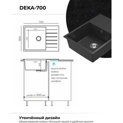 Мойка кухонная Polygran Deka 700 (черный)
