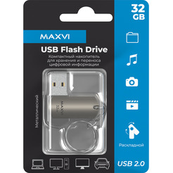 USB флеш Maxvi MR 32GB FD32GBUSB20C10MR (серебристый)