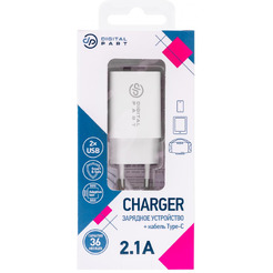 Зарядное устройство DigitalPart WC-250 2.1A с кабелем Type-C (белый)