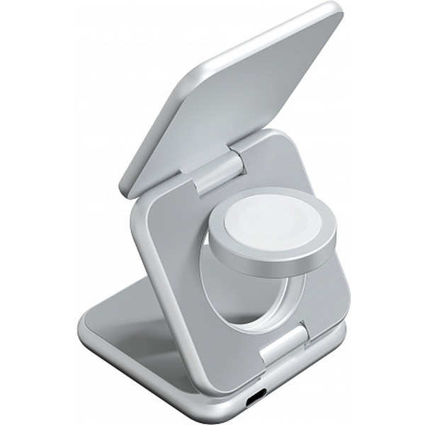 Беспроводное зарядное Magssory Fold Pro 3 в 1 WCH063 (серебристый)