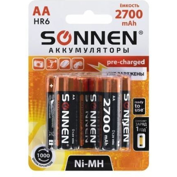 Аккумулятор SONNEN AA 2700мАч 455608