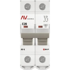 Выключатель автоматический EKF Averes AV-6 2P 20A (C) 6kA