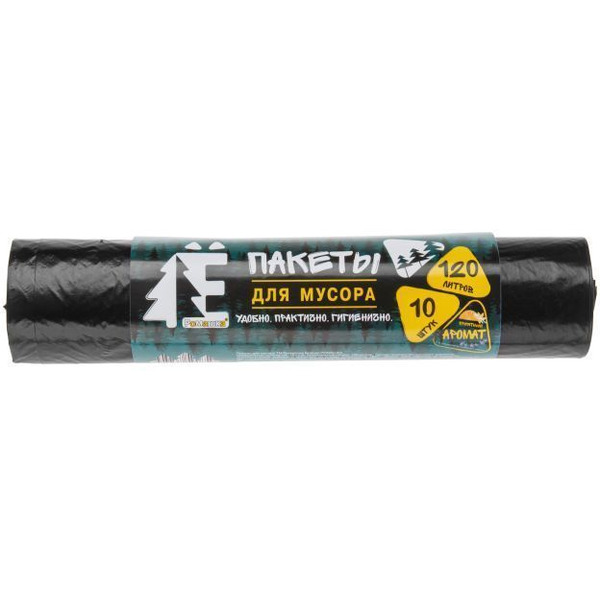 Мешки для мусора РОМАШКА Е-Ромашка ЕЛР-ВР-120-10/35/Ч (120 л, 10 шт)