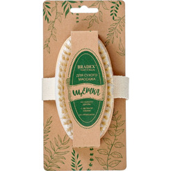 Щётка для сухого массажа из чайного дерева с щетиной кабана с ремешком BRADEX KZ 0952