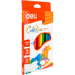Карандаши цветные пластиковые DELI С00110 18цв. в картонной упаковке