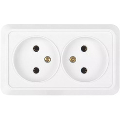Розетка General Альфа двойная 2П открытой установки IP20 10А 250В (керамика) белая