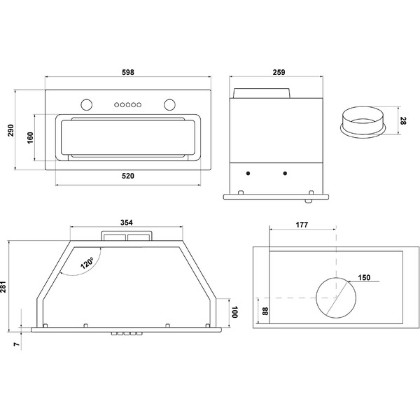 Вытяжка MAUNFELD Trapeze 601GG (белый)