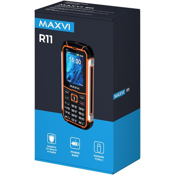 Мобильный телефон Maxvi R11 (черный/оранжевый)