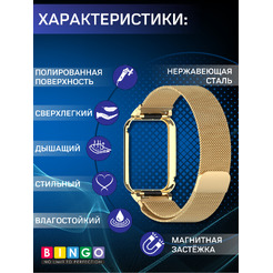 Ремешок Bingo Magnetic Metal Frame Smart Band 9 Pro Золотистый