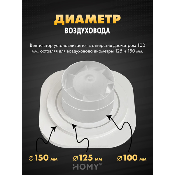 Вентиляционная решетка теневая с вентилятором с таймером HOMY AIR A100BT