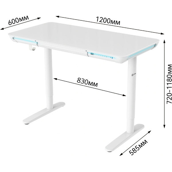 Стол для компьютера Cactus CS-EGD-WT-LED