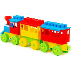 Конструктор Полесье 2044 Паровоз с двумя вагонами