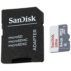 Карта памяти SANDISK Ultra microSDXC 64GB (SDSQUNS-064G-GN3MA)