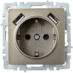 Розетка IEK Brite BR-R14-16-U21-D21-K37