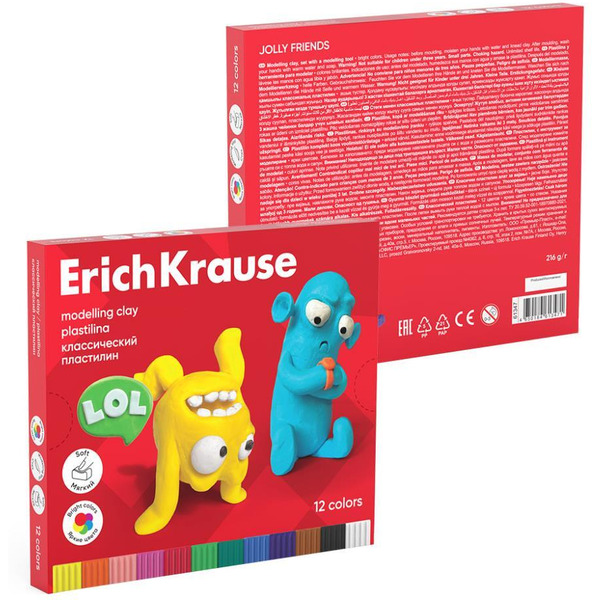 Пластилин Erich Krause Jolly Friends 61347 (12 цв)