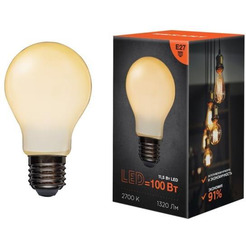 Лампа филаментная REXANT 604-078 Груша A60 11,5Вт 1320Лм 2700K E27 матовая колба