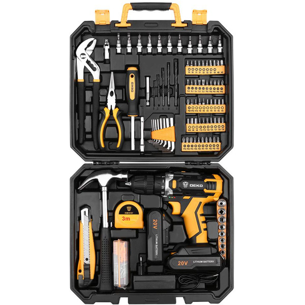 Дрель-шуруповерт Deko DKCD20FU-Li SET 195 (063-4135) с 2-мя АКБ, кейс, набор оснастки